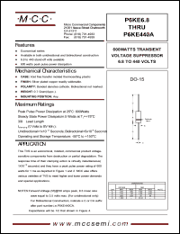 datasheet for P6KE100C by 