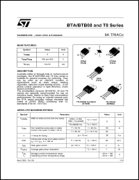 datasheet for BTA08-800SWRG by SGS-Thomson Microelectronics