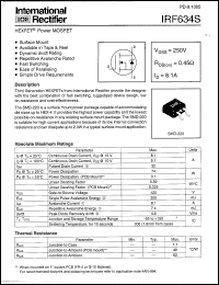 datasheet for IRF634S by International Rectifier