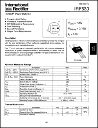 datasheet for IRF530 by International Rectifier