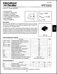 datasheet for IRF530S by International Rectifier