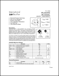 datasheet for IRL2203NL by International Rectifier