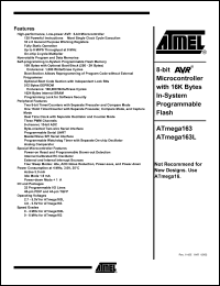 datasheet for ATmega163-8PI by ATMEL Corporation