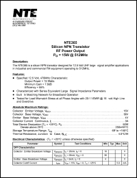 datasheet for NTE365 by 