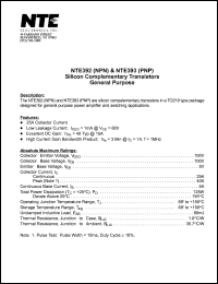 datasheet for NTE393 by 