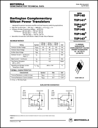 datasheet for TIP140 by ON Semiconductor