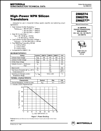 datasheet for 2N6274 by ON Semiconductor