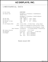 datasheet for AGM1264B-RLGBH-T by 