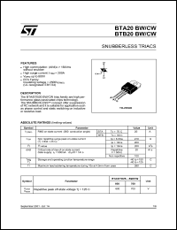 datasheet for BTA20-700CW by SGS-Thomson Microelectronics