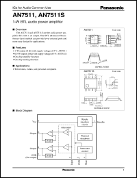 datasheet for AN7511 by Panasonic - Semiconductor Company of Matsushita Electronics Corporation
