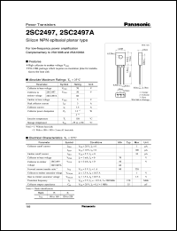 datasheet for 2SC2497 by Panasonic - Semiconductor Company of Matsushita Electronics Corporation