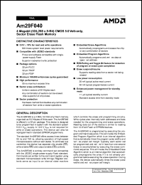 datasheet for AM29F040-120PI by AMD (Advanced Micro Devices)