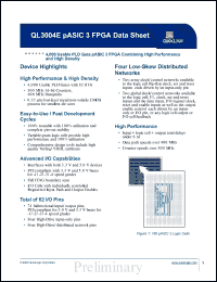 datasheet for QL3004E-0PL84M by 