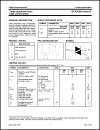 datasheet for BTA208B-800B by Philips Semiconductors