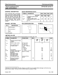 datasheet for BTA212X-800C by Philips Semiconductors