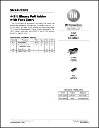 datasheet for SN74LS283MEL by ON Semiconductor