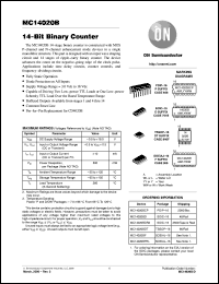 datasheet for MC14020BCP by ON Semiconductor