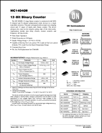 datasheet for MC14040BCP by ON Semiconductor