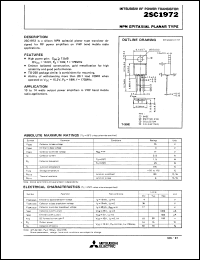 datasheet for 2SC1972 by Mitsubishi Electric Corporation, Semiconductor Group