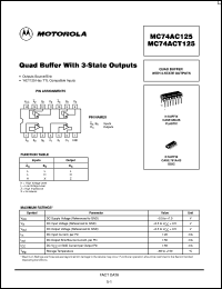 datasheet for MC74AC125D by ON Semiconductor
