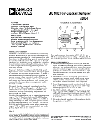 datasheet for AD834JN by Analog Devices