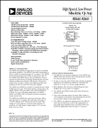 datasheet for AD848JN by Analog Devices