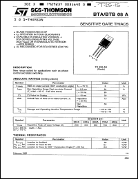 datasheet for BTA08-200A by SGS-Thomson Microelectronics