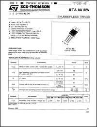 datasheet for BTA08-200BW by SGS-Thomson Microelectronics