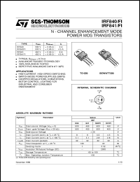datasheet for IRF841F1 by SGS-Thomson Microelectronics
