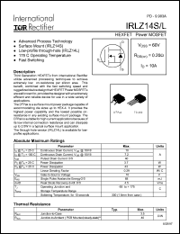 datasheet for IRLZ14S by International Rectifier