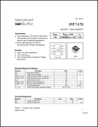 datasheet for IRF7476 by International Rectifier