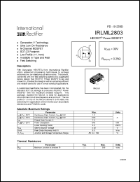 datasheet for IRLML2803 by International Rectifier