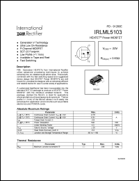 datasheet for IRLML5103 by International Rectifier