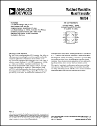 datasheet for MAT04EY by Analog Devices