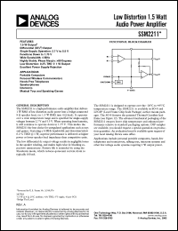 datasheet for SSM2211CP-REEL by Analog Devices