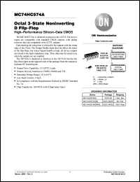 datasheet for MC74HC574AN by ON Semiconductor