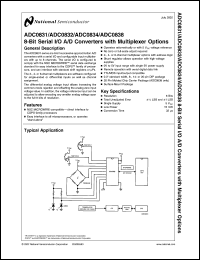 datasheet for ADC0831BCN by 