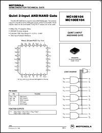 datasheet for MC100E104FN by ON Semiconductor