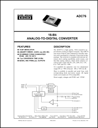 datasheet for ADC76BG by Burr-Brown Corporation