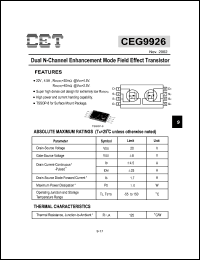 datasheet for CEG9926 by Chino-Excel Technology Corporation