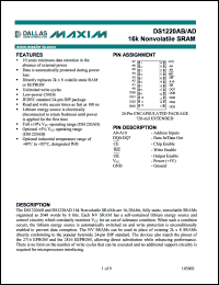datasheet for DS1220AB-120-IND by Dallas Semiconductor