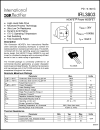 datasheet for IRL3803 by International Rectifier