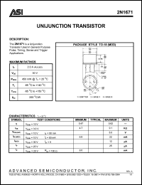 datasheet for 2N1671 by Advanced Semiconductor, Inc.