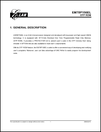 datasheet for EM78P156ELAS by ELAN Microelectronics Corp.