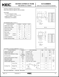datasheet for KTA1040D by Korea Electronics Co., Ltd.