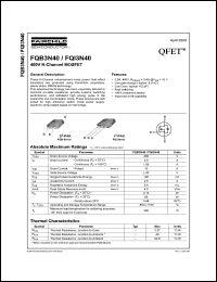 datasheet for FQI3N40 by Fairchild Semiconductor