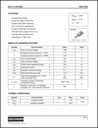 datasheet for FQPF3P20 by Fairchild Semiconductor