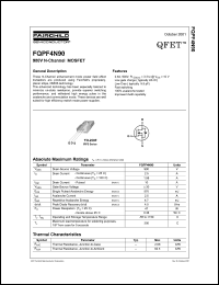 datasheet for FQPF4N90 by Fairchild Semiconductor