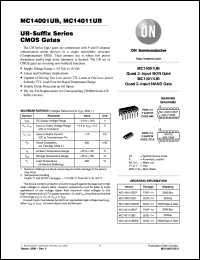 datasheet for MC14001UBCP by ON Semiconductor