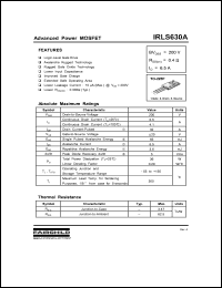 datasheet for IRLS630A by Fairchild Semiconductor